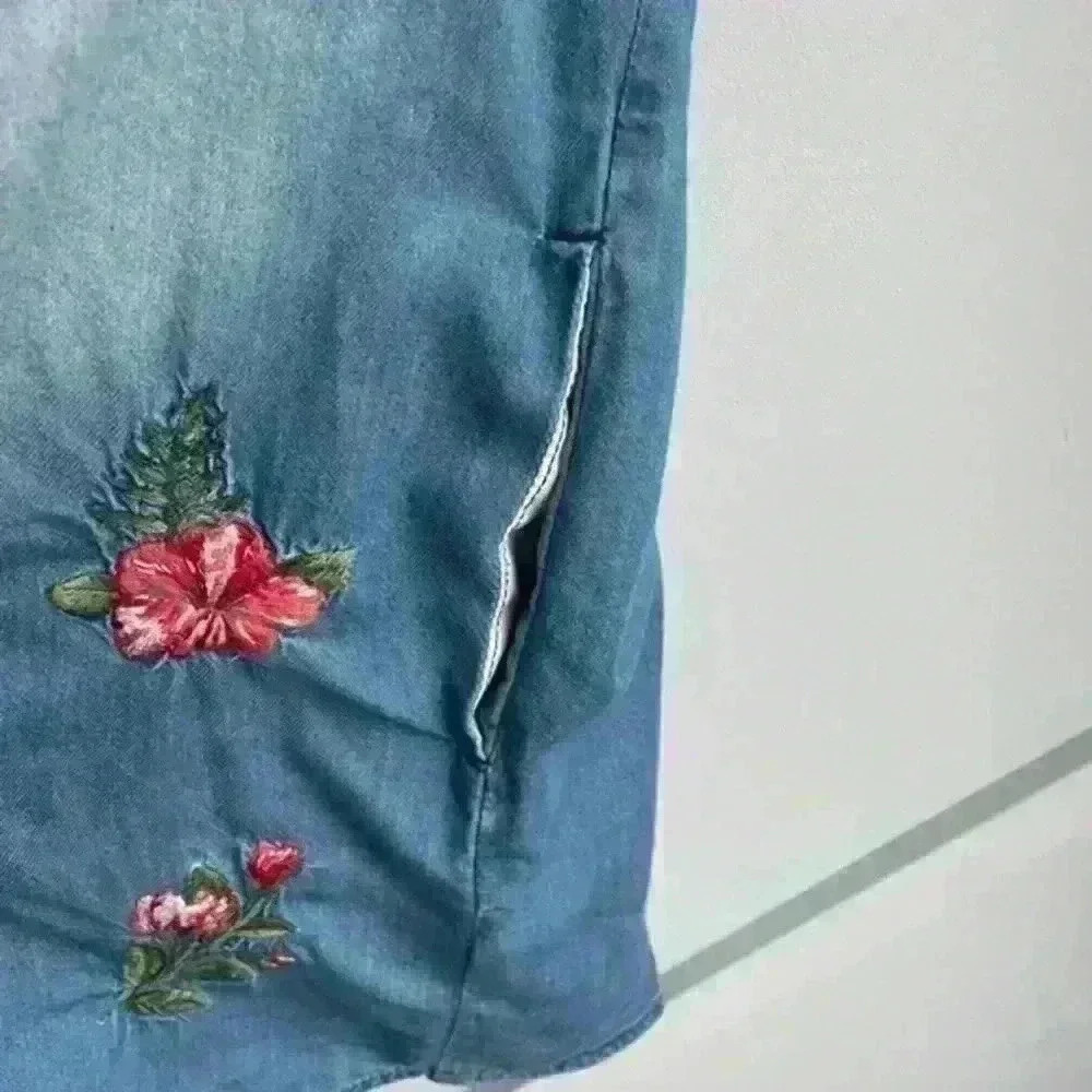 Anthropology driftwood embroidered vintage denim mabel shirt dress size S - Picture 7 of 10
